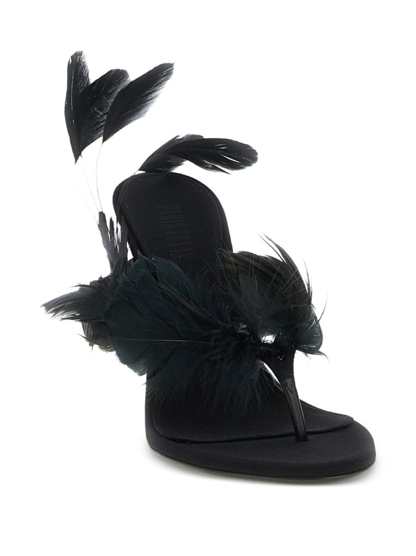 Paris Texas Black Silk And Nylon Strappy Sandals