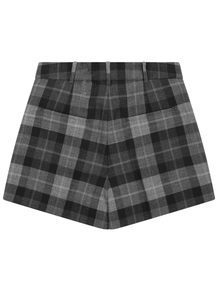 Dior Tailored Grey Tartan Shorts In Virgin Wool
