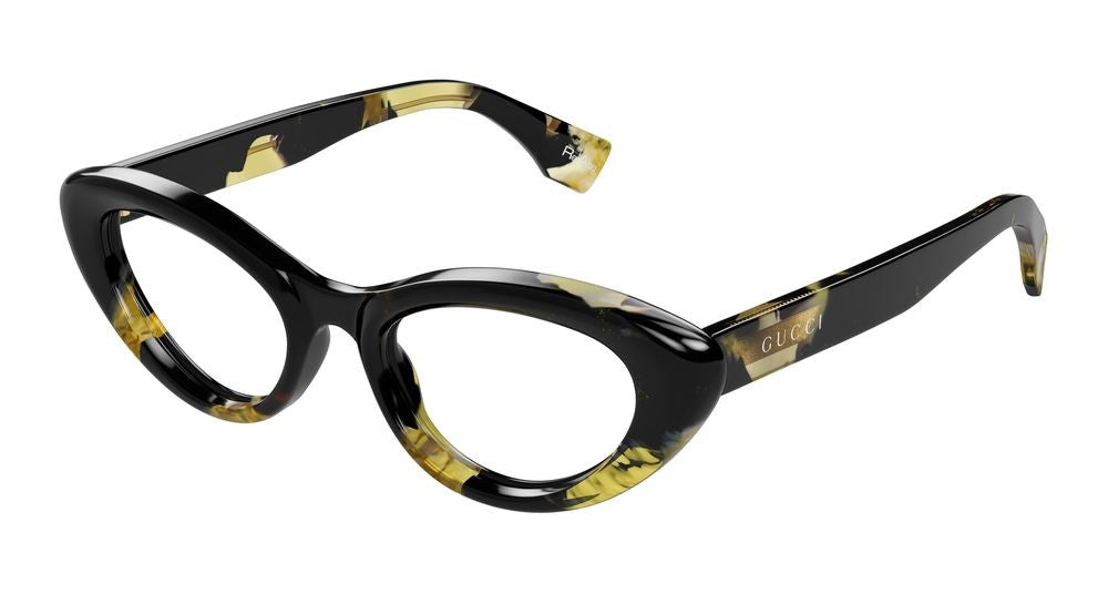 Gucci Black Translucent Tortoiseshell Accents Eyeglasses