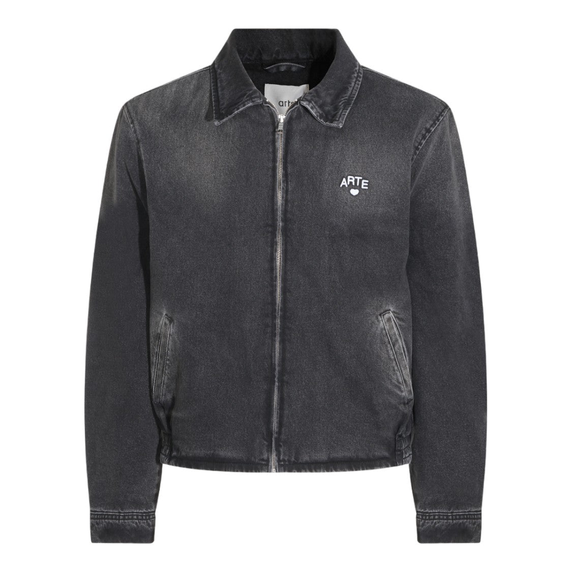 Arte Antwerp Washed Black Embroidered Denim Jacket