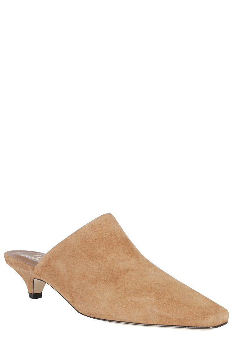 Giampaolo Viozzi Camel Pointed Toe Low Kitten Heel Nappa Leather Mules