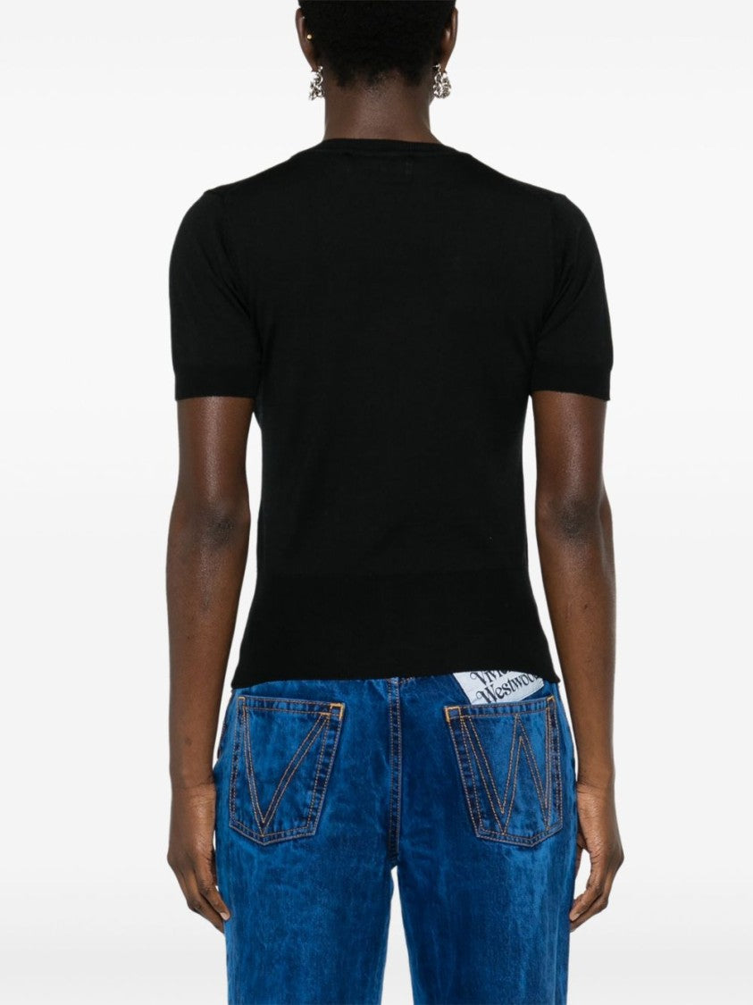 Vivienne Westwood Black Merino Wool Silk Orb Top