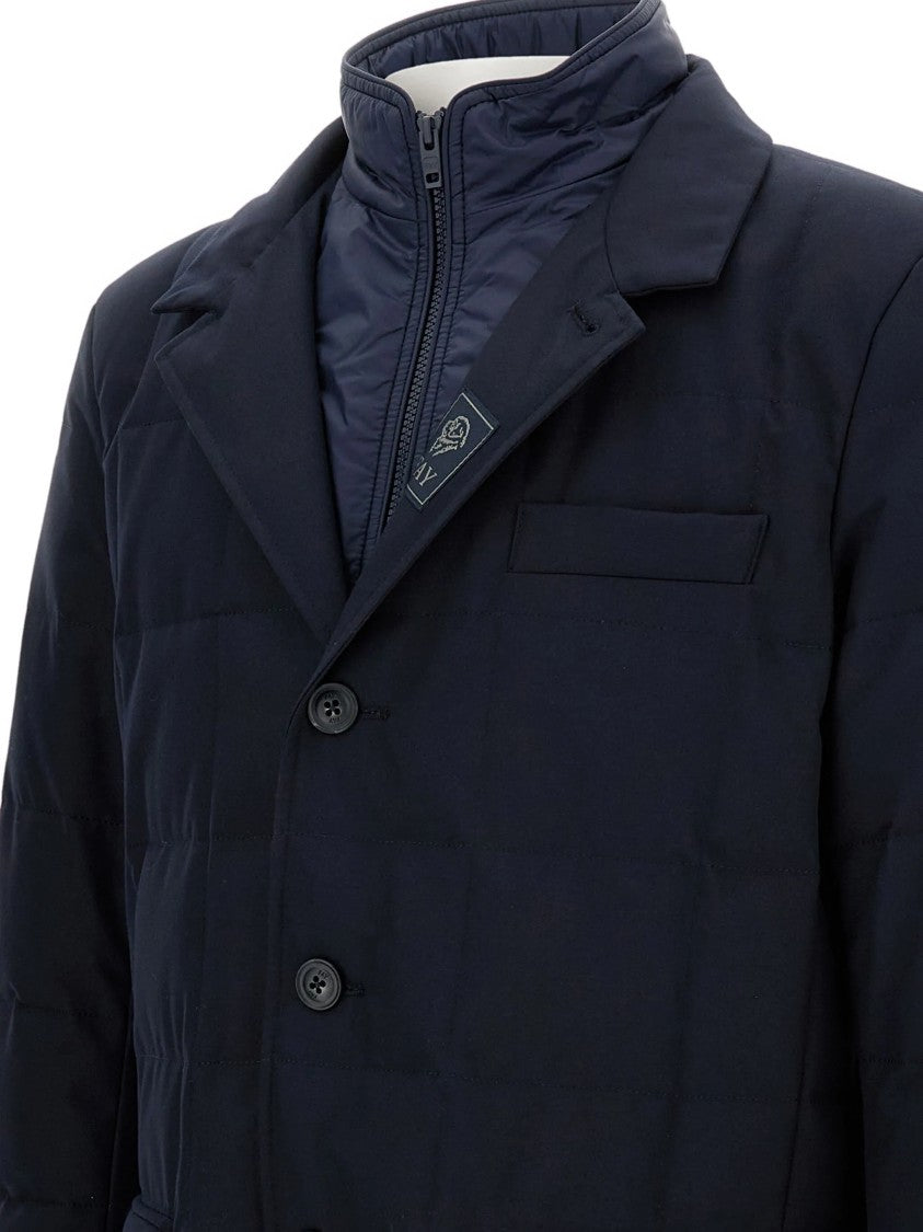 Fay Double-Breasted Blue Padded Quilted Puffer Jacket