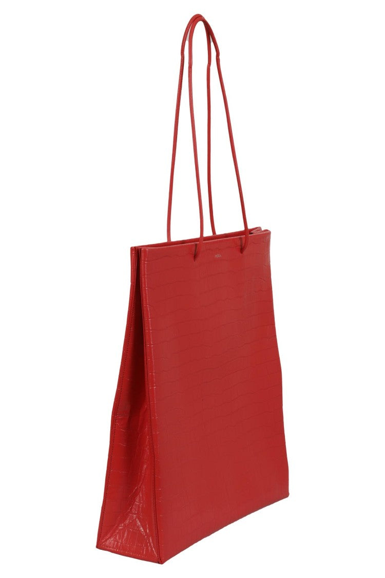 Medea Crocodile-Embossed Red Calf Leather Shopper Tote
