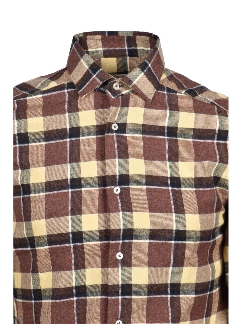 Deuxieme Yellow/Brown Plaid Cotton Flannel Shirt