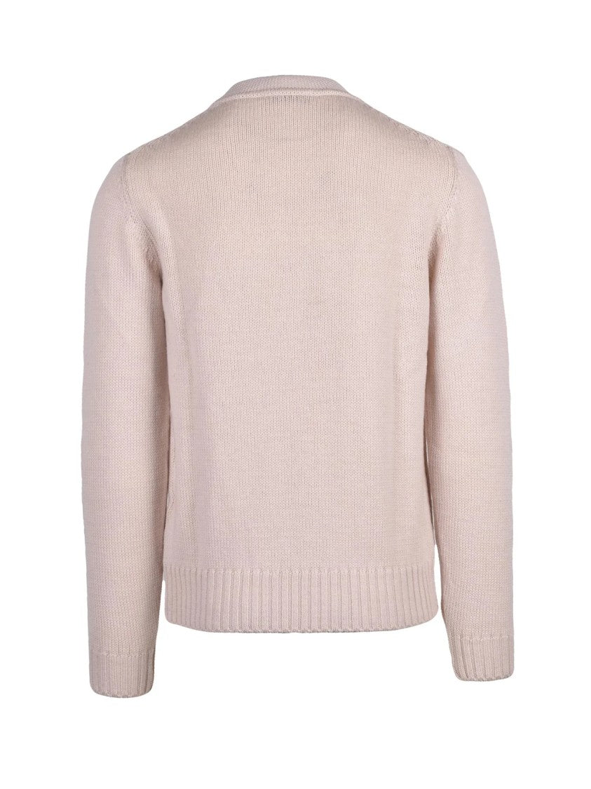 Wool & Co Merino Wool Crew Neck Sweater With Ribbed Cuffs And Hem