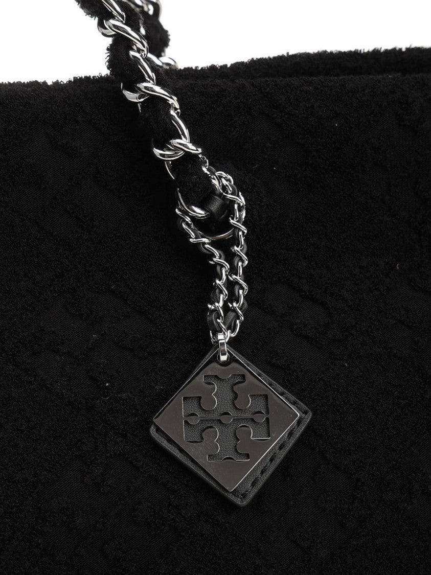 Tory Burch Black Sponge Shopping Bag With Logo