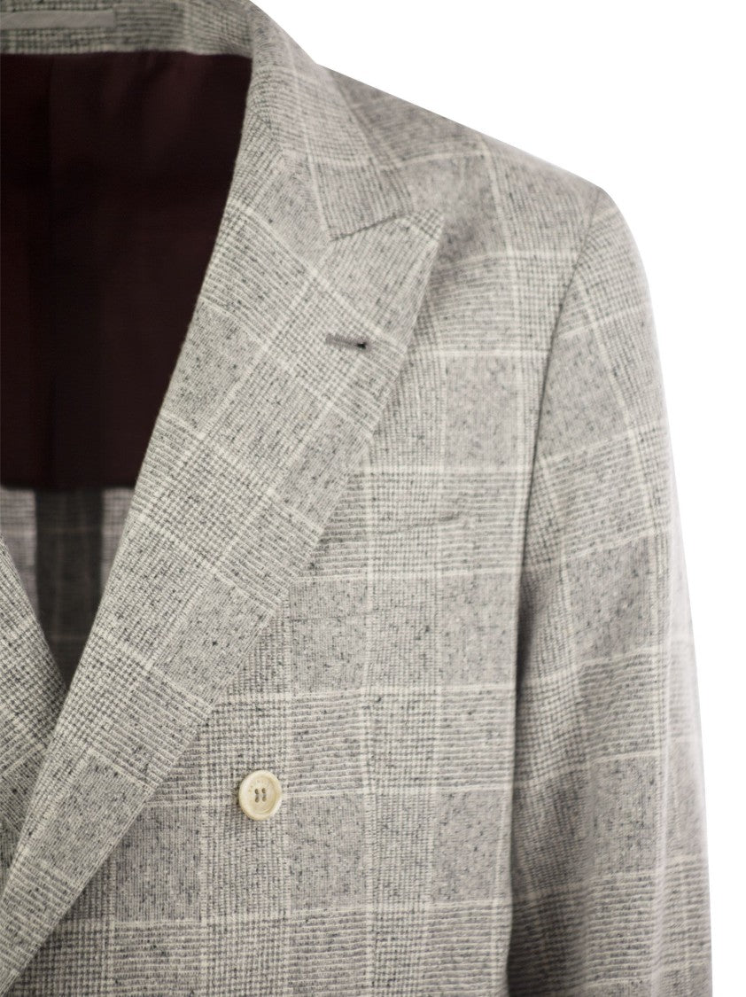 Brunello Cucinelli One-And-A-Half-Breasted Deconstructed Jacket In Prince Of Wales