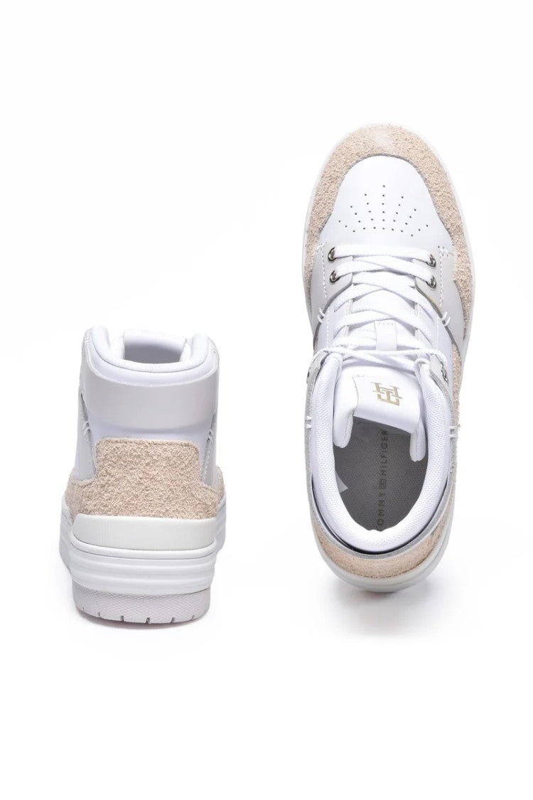 Tommy Hilfiger White/Beige Premium Basket Leather Women Sneakers