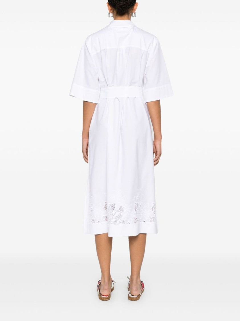Parosh White Midi Dress With Classic Collar