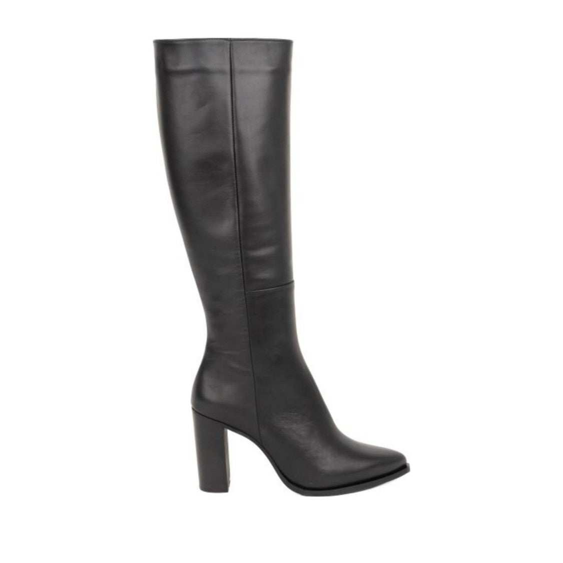 Sergio Moretti Black Pointed Toe Knee-High Leather Dress Boots