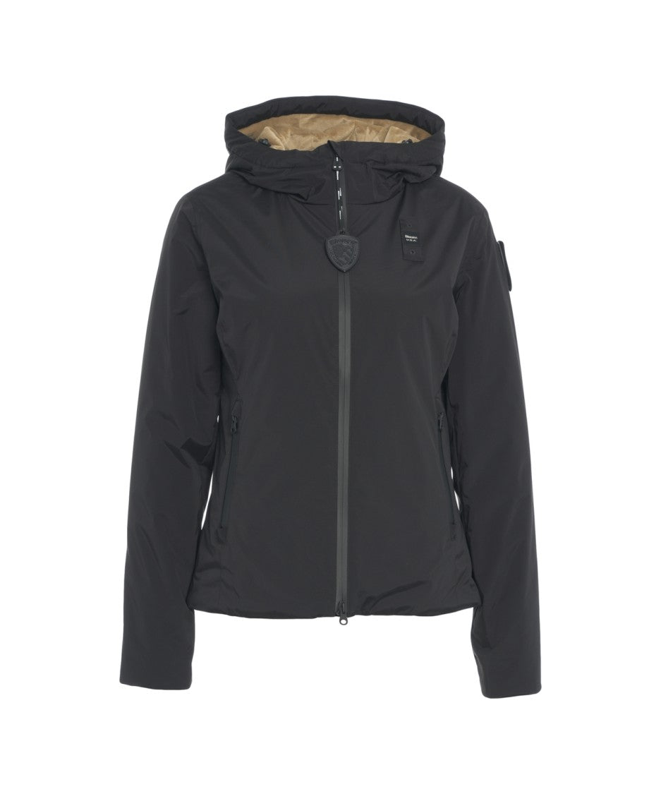 Blauer Hooded Lightweight Jacket With Dual Zip Closure And Matte Finish