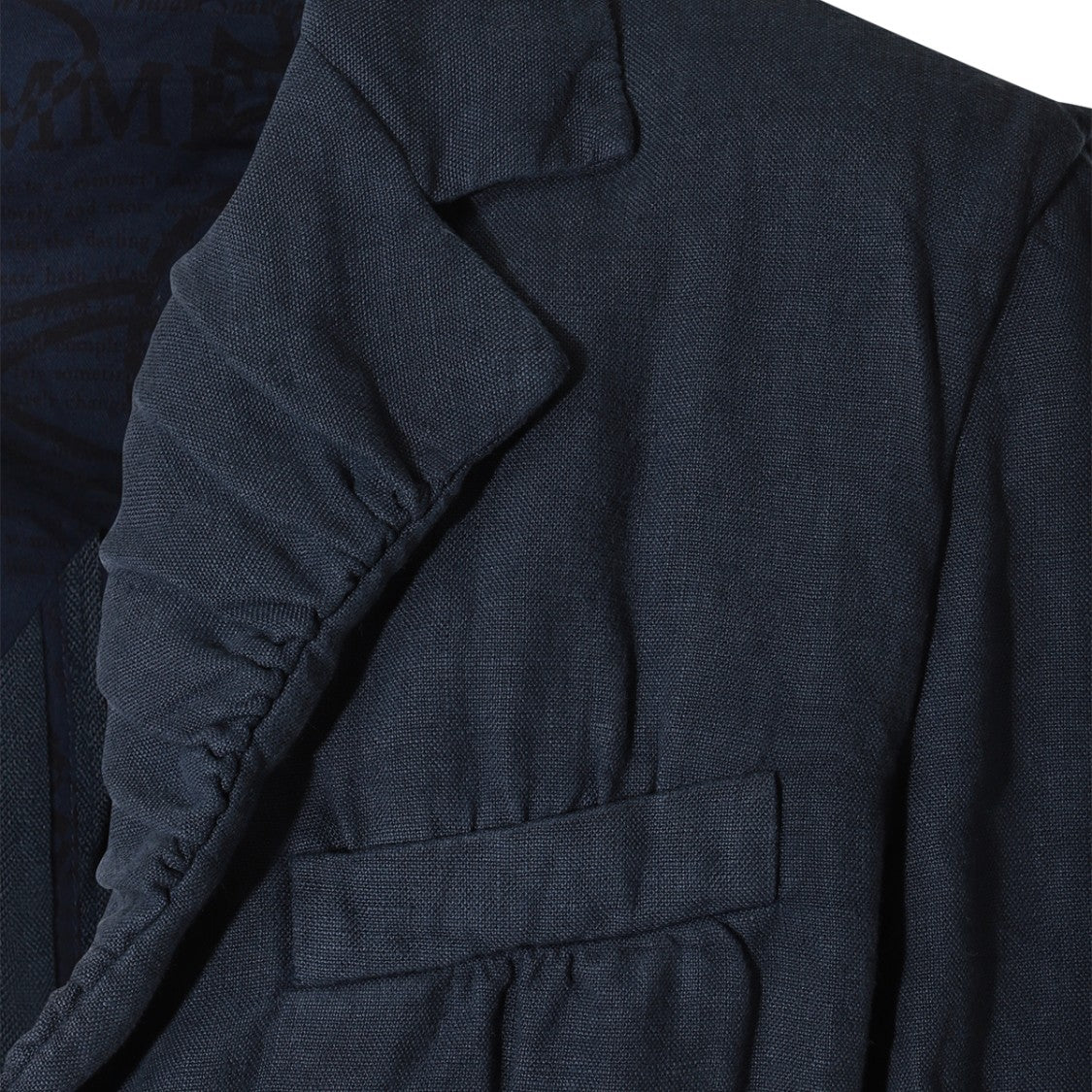 Vivienne Westwood Textured Blue Linen Blazer With Tailored Fit And Ruffle Detailing