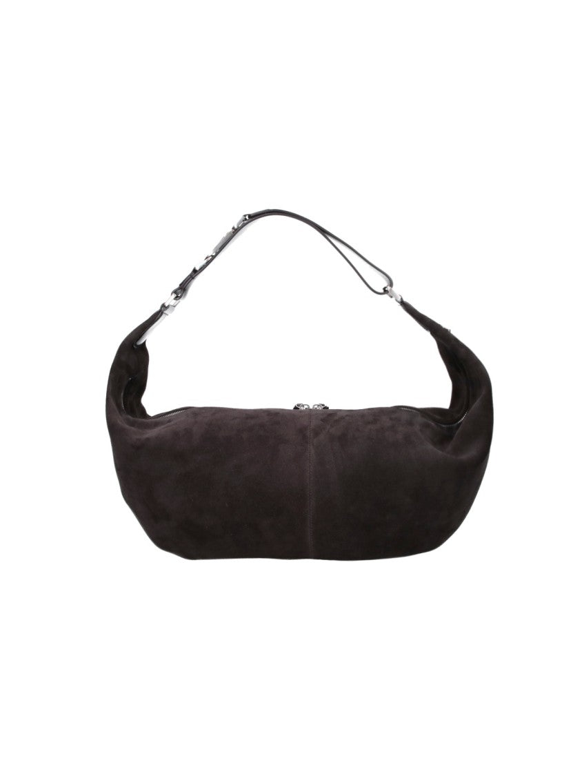 Lemaire Brown Quiver Clip Large Suede Shoulder Bag