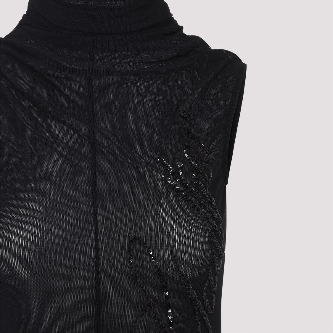 Jean Paul Gaultier Black Mesh Long Dress With Sequins