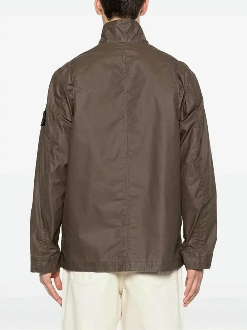 Stone Island Structured Brown Utility Jacket With High Collar