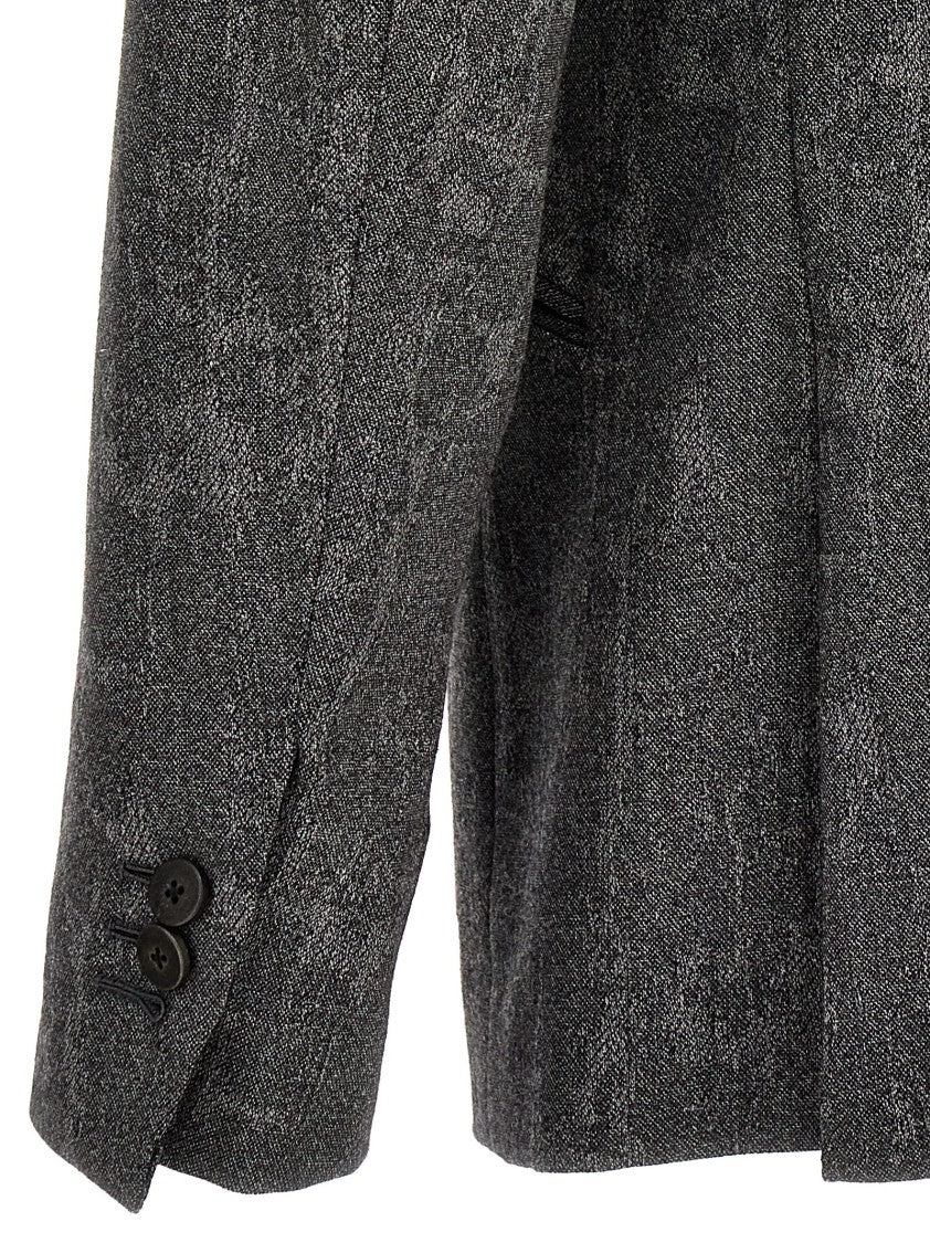 Maurizio Miri Double-Breasted Wool Blazer With Textured Finish