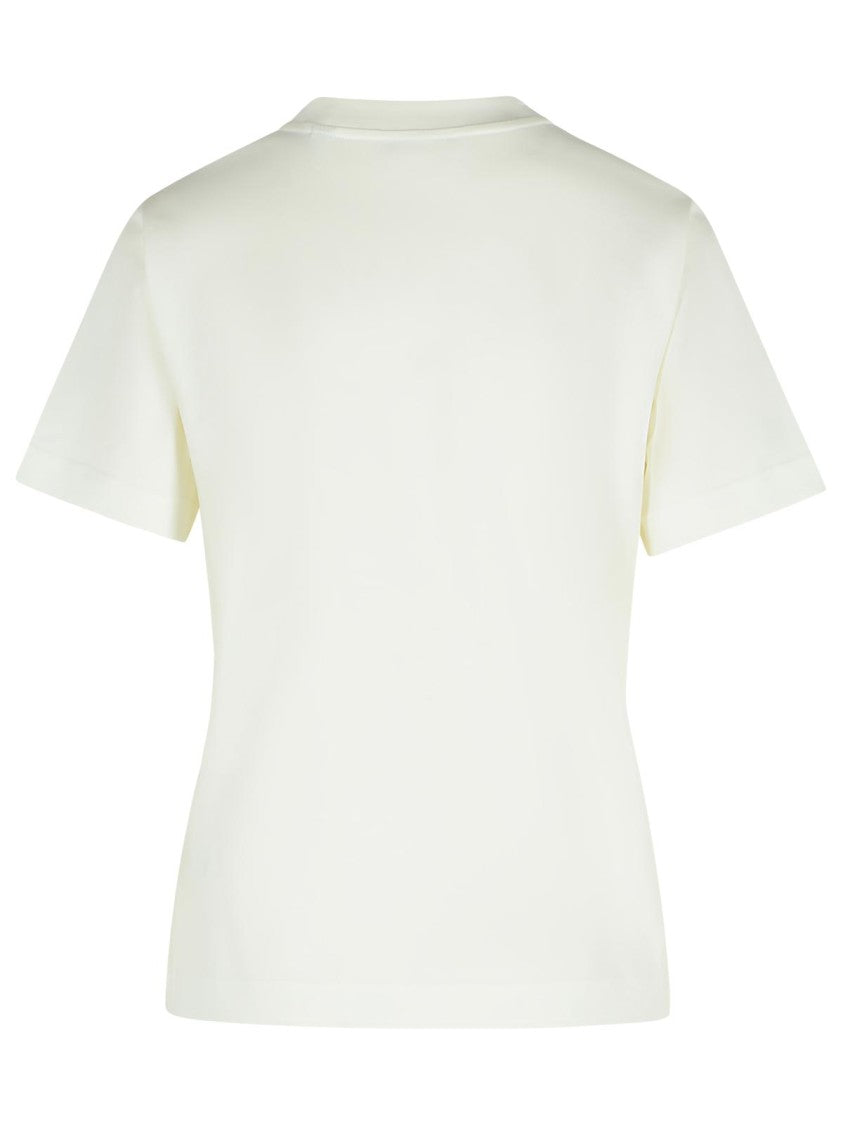 Burberry Ribbed Cotton T-Shirt With Equestrian Motif And Logo Patch