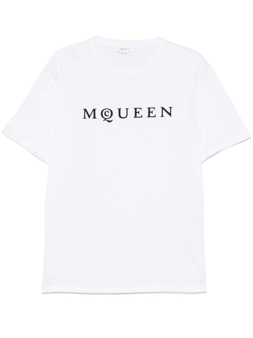 Alexander Mcqueen White Cotton Jersey Crewneck T-Shirt With Logo