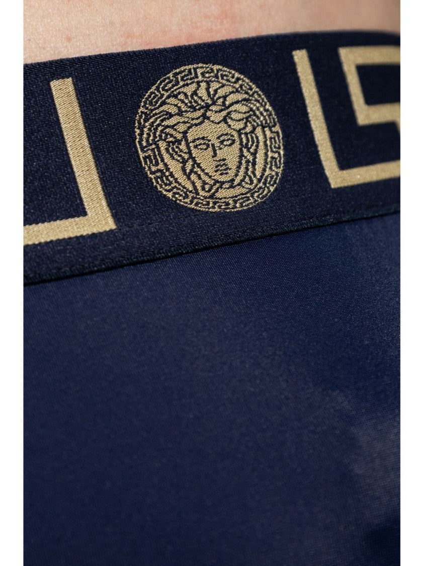 Versace Navy Blue Medusa Greca Waistband Swimwear