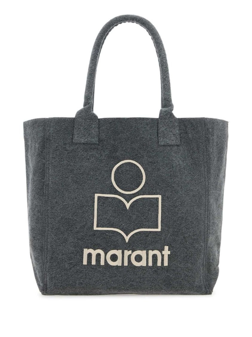 Isabel Marant Yenky Zipped Logo Washed Cotton Tote Bag