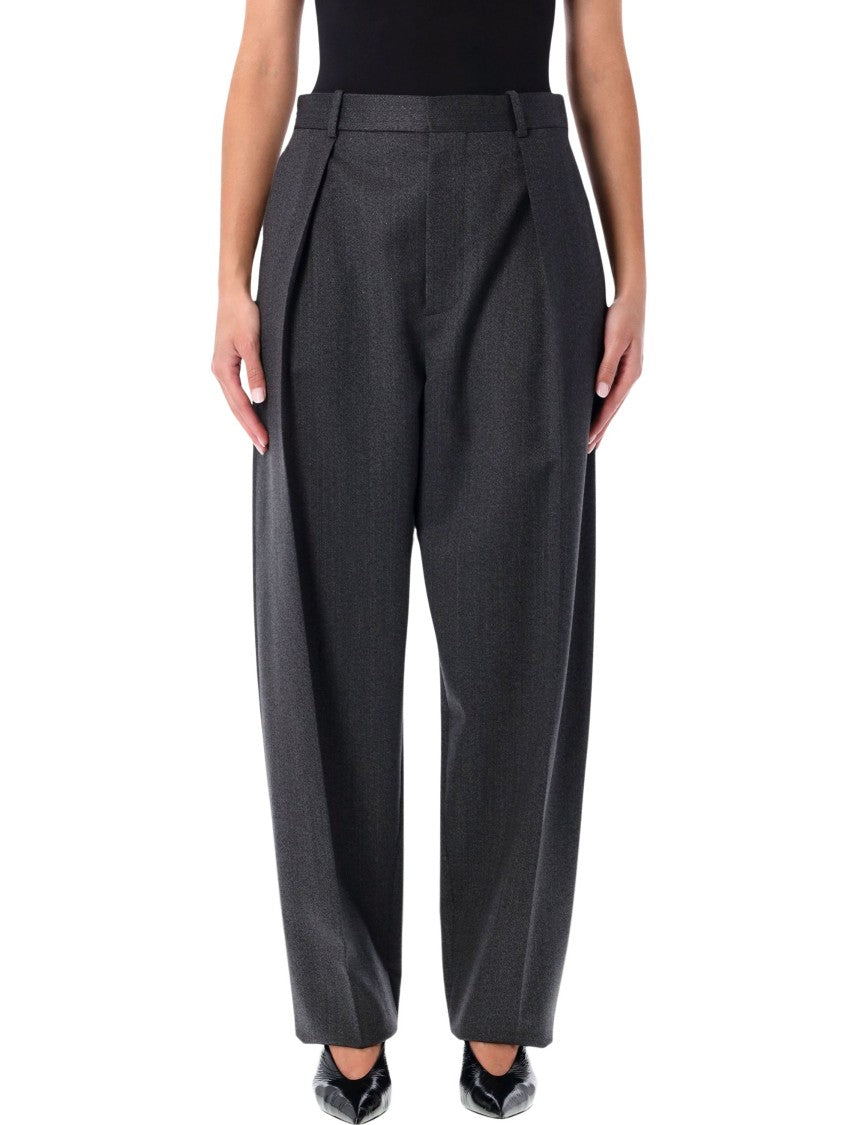Bottega Veneta Grey Moiré Wool Pleated Trousers