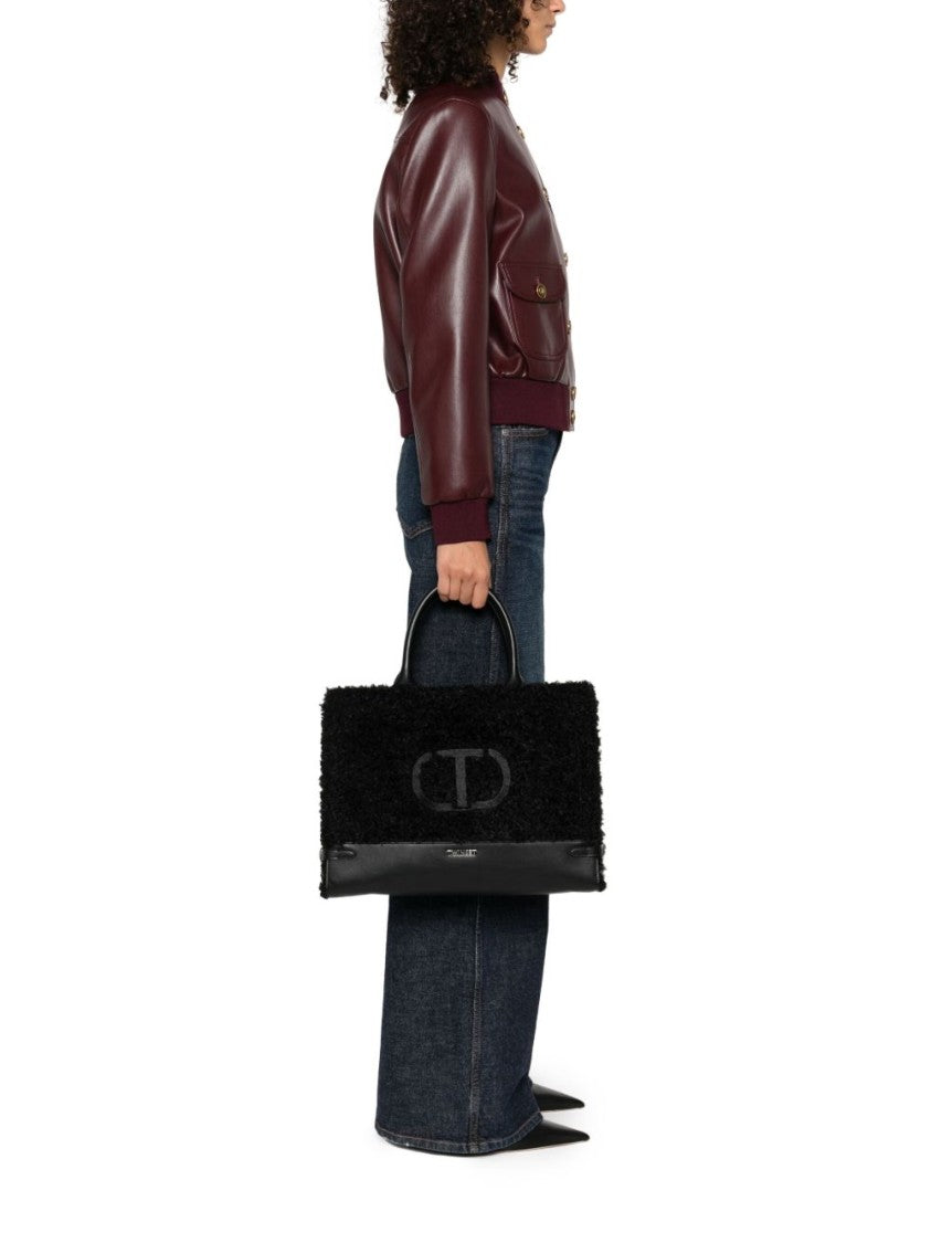 Twin-Set Textured Black Handbag