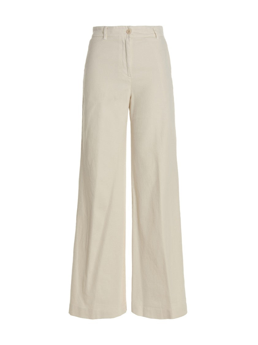 Nude High-Waisted Stretch Cotton Wide Leg Jeans