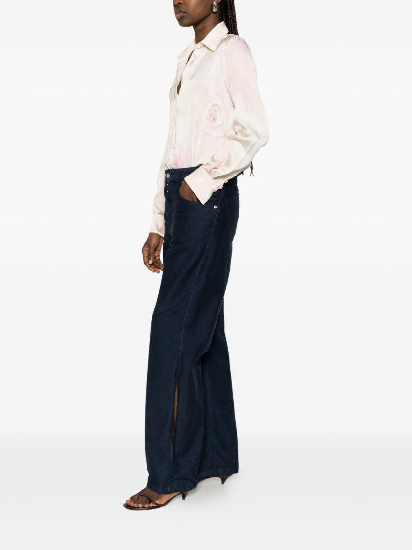 Blugirl Soft Pink Floral Print Blouse With Classic Point Collar