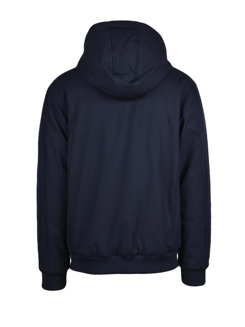 Add Down-Filled Soft Shell Coat With Adjustable Hood And Practical Zip Closure