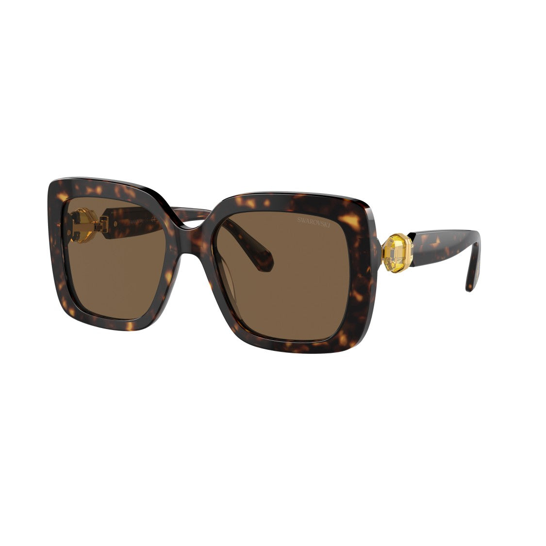 Swarovski 0Sk6001 Oversized Tortoiseshell Acetate Square Sunglasses With Gold Accents