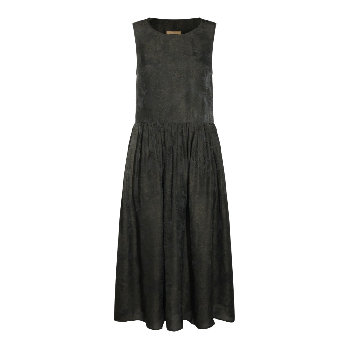 Uma Wang Sleeveless Jacquard Gathered Skirt Midi Dress