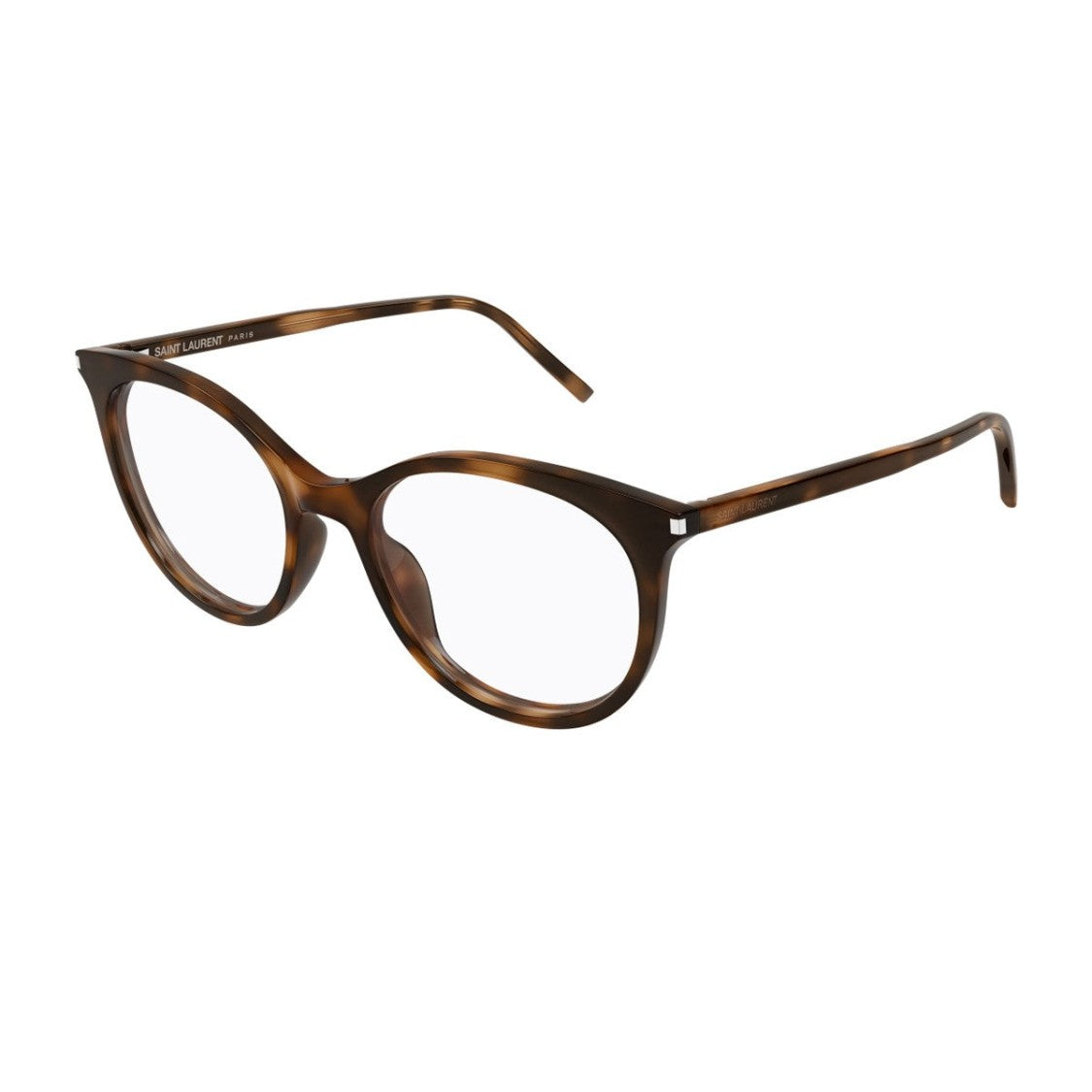 Saint Laurent Havana Corner Angle Acetate Oversized Round Sunglasses