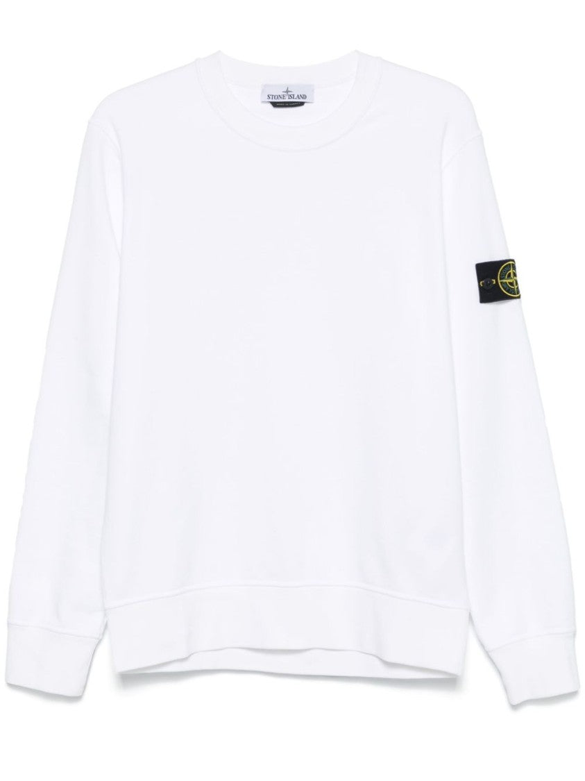 Stone Island Organic Cotton Fleece Sweatshirt With Signature Badge