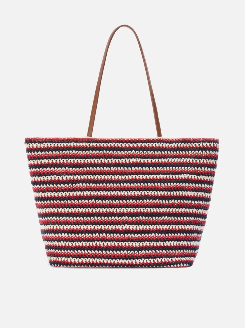 Mc2 Saint Barth Woven Tote Bag With Horizontal Stripes