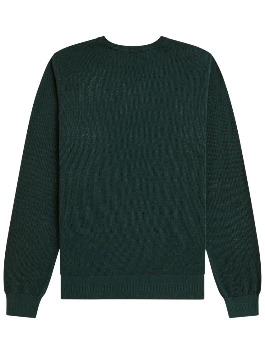 Fred Perry Long-Sleeved Cotton Ribbed Crewneck Sweatshirt
