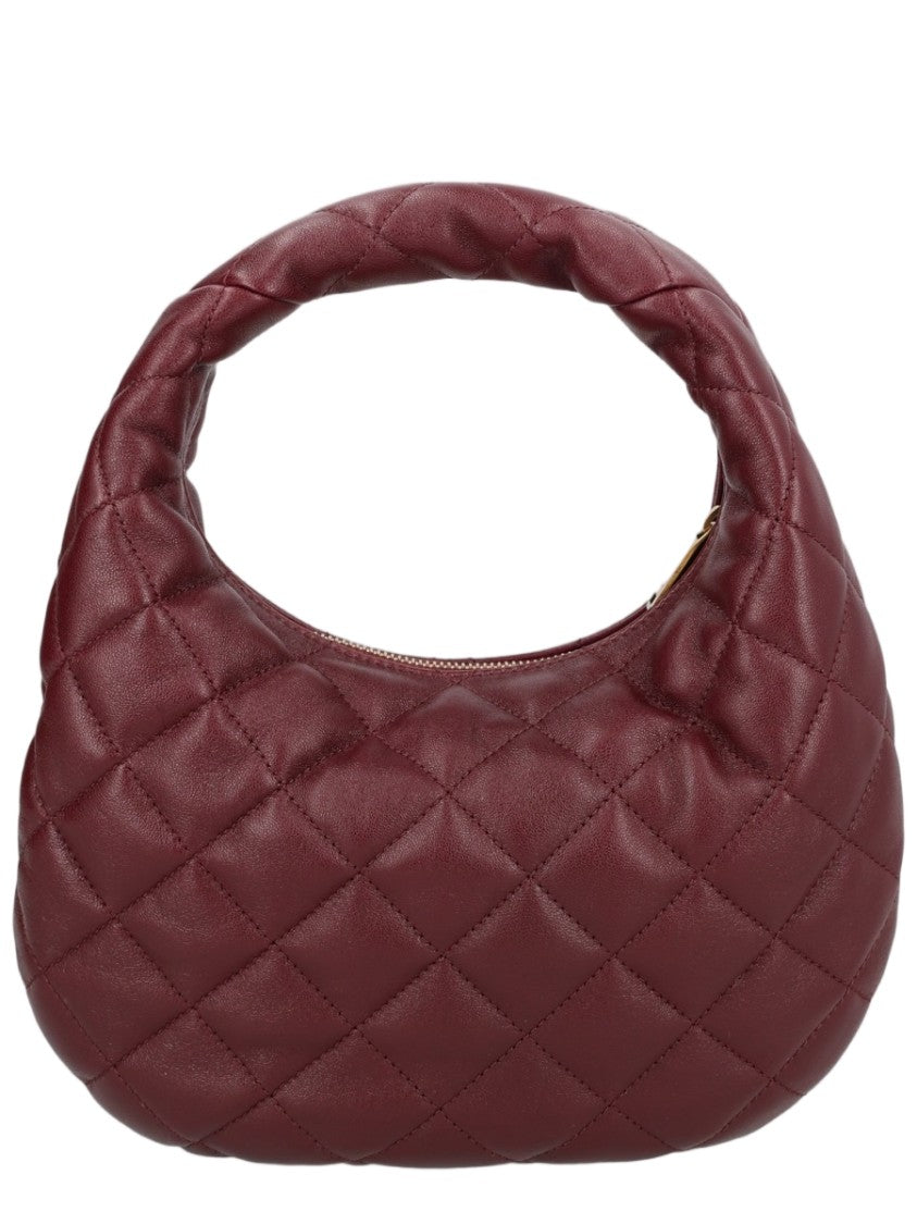 Saint Laurent Quilted Burgundy Lamb Leather Crescent Shoulder Bag