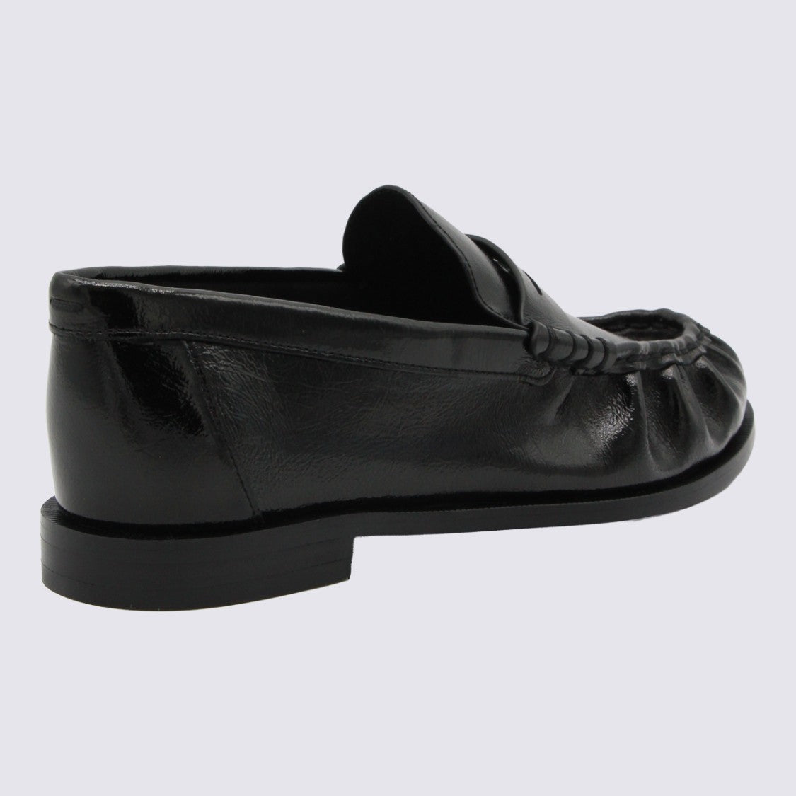 Rag & Bone Moccasin-Inspired Black Leather Flats With Penny Loafer Strap