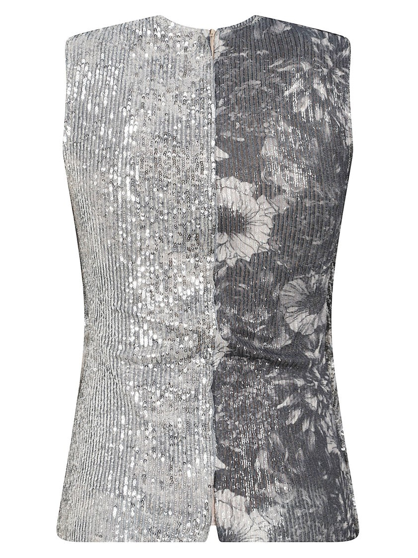 Maison Margiela Patchwork Sleeveless Top With Shimmering Sequin Accents