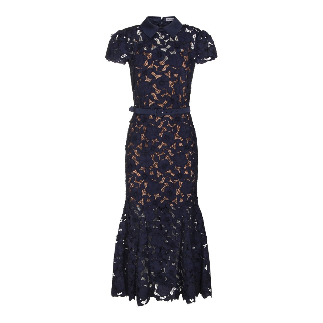 Self-Portrait Navy Sheer Shirt Dress