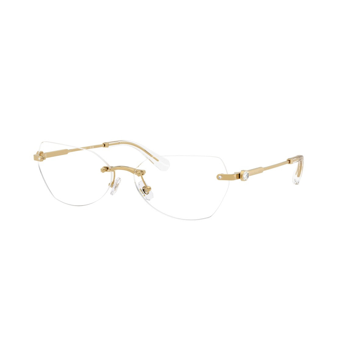 Swarovski 0Sk1031 Rimless Gold Metal Eyeglasses With Textured Temples