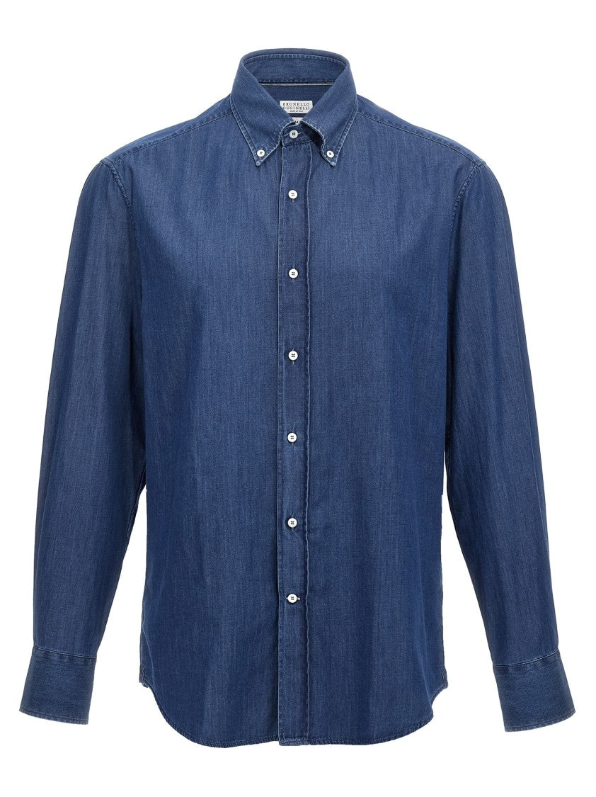 Brunello Cucinelli Tailored Blue Chambray Shirt