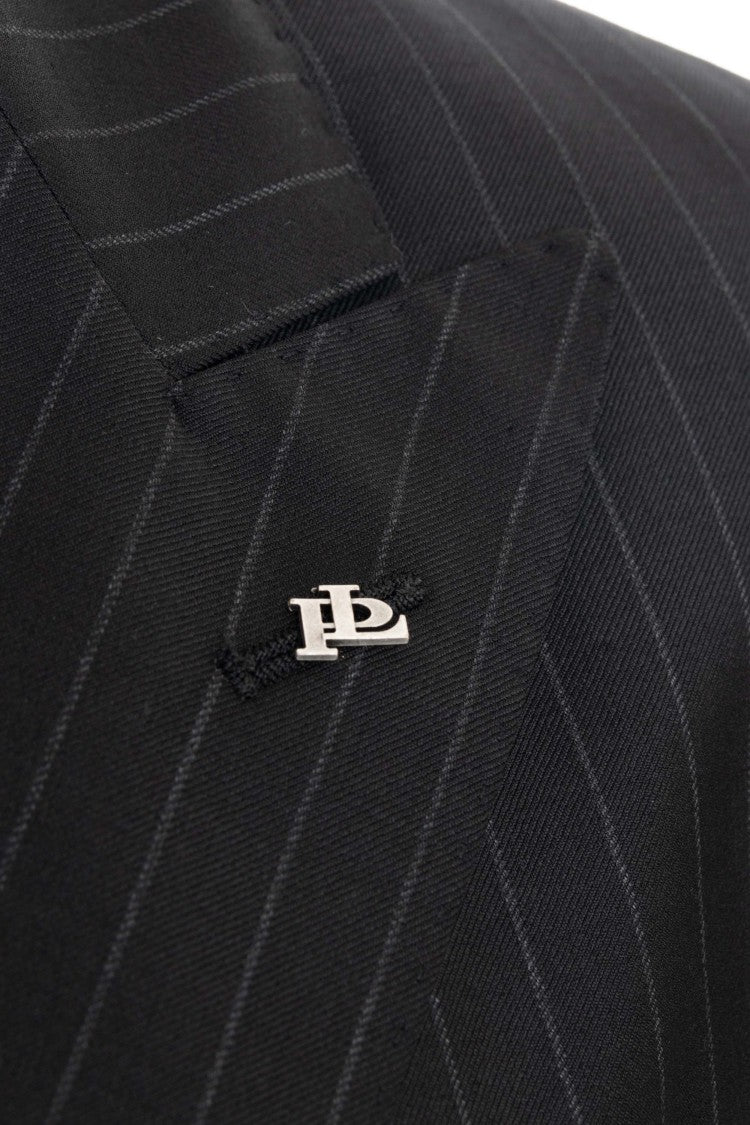 Tagliatore Double-Breasted Pinstripe Wool Suit Mod. Black