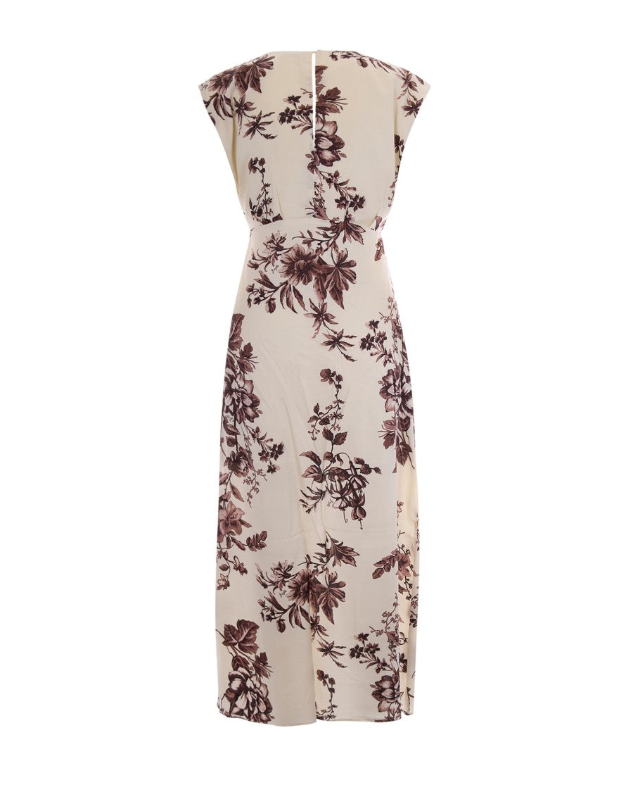 Liu Jo Floral Print Satin Midi Dress With Kimono Silhouette