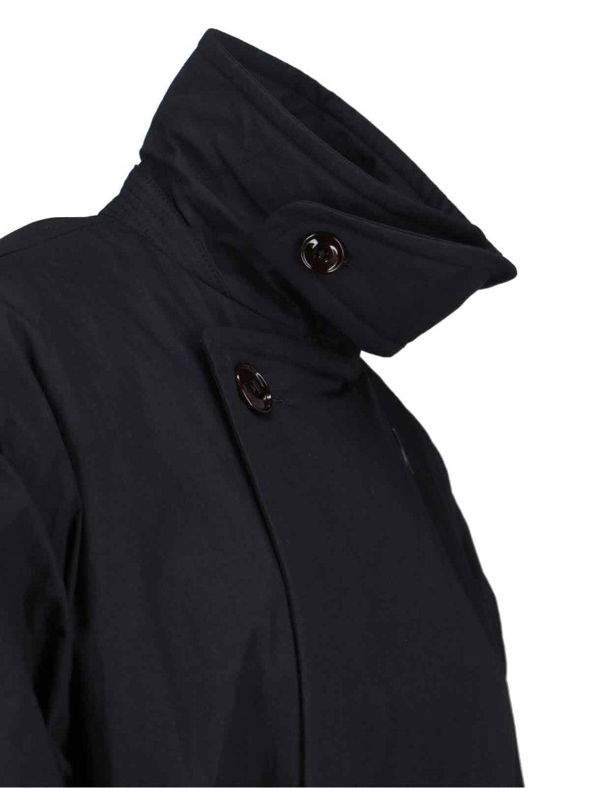 Our Legacy Double-Breasted Black Coat With Round Collar