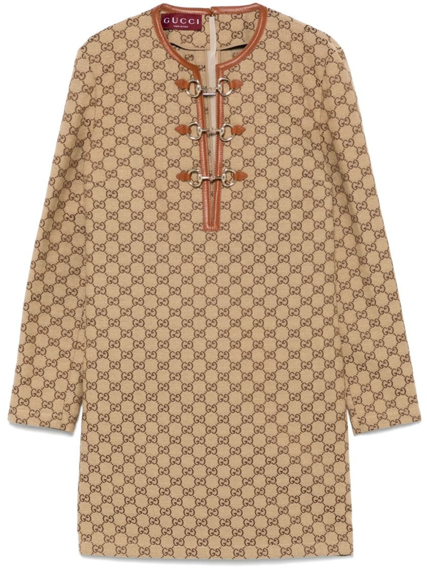 Gucci Gg Canvas Dress With Horsebit