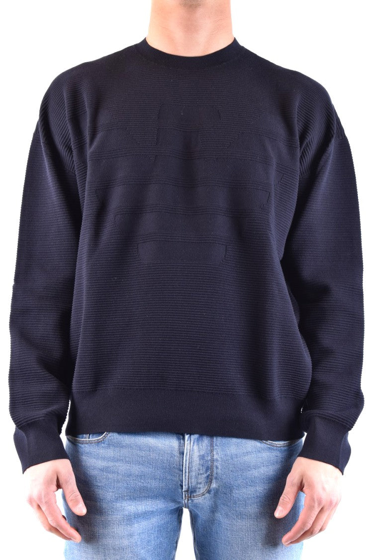 Emporio Armani Ribbed Knit Sweater With Embossed Logo Design