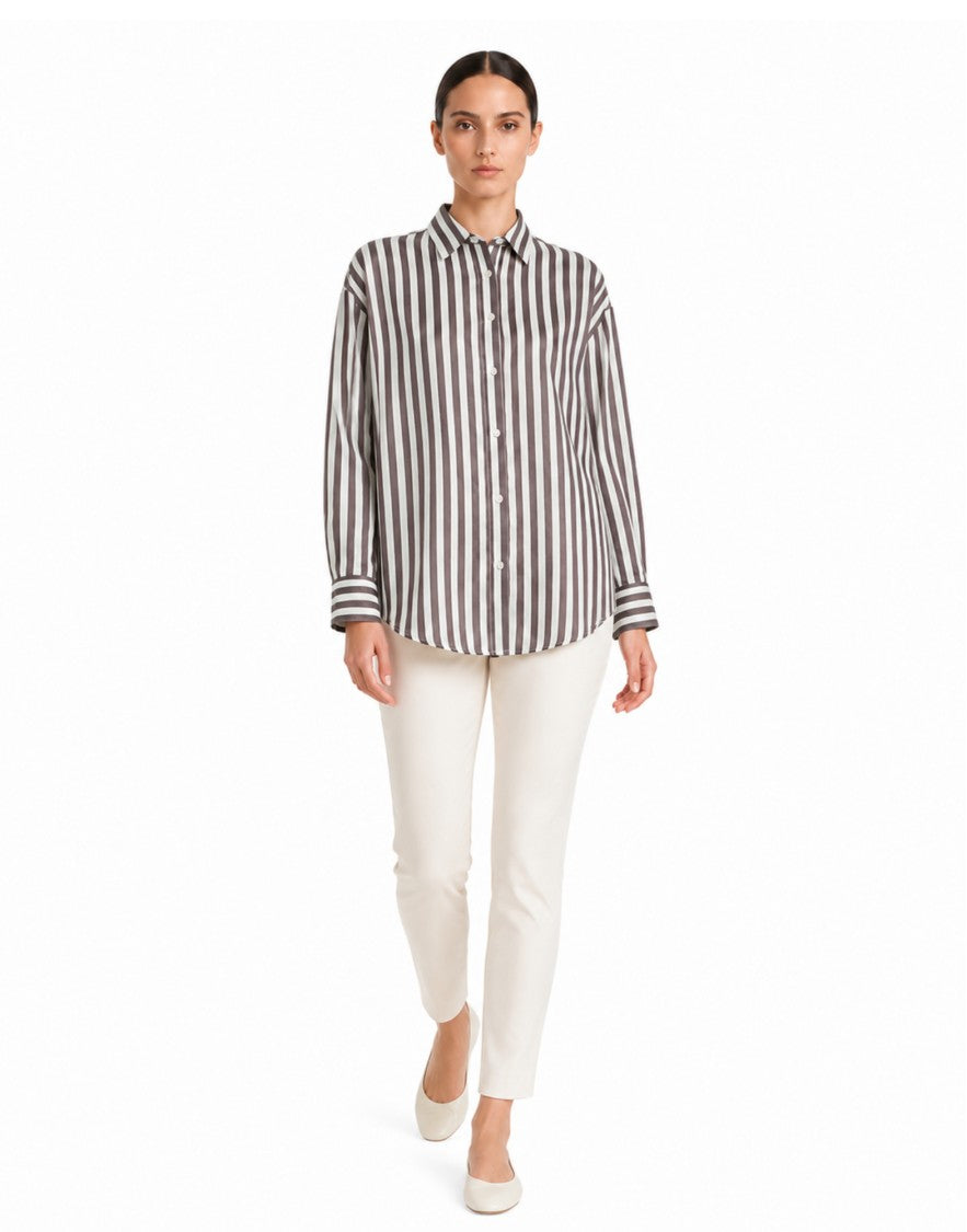 Cruna Multicolor Ivy Pinstriped Silk-Blend Satin Shirt