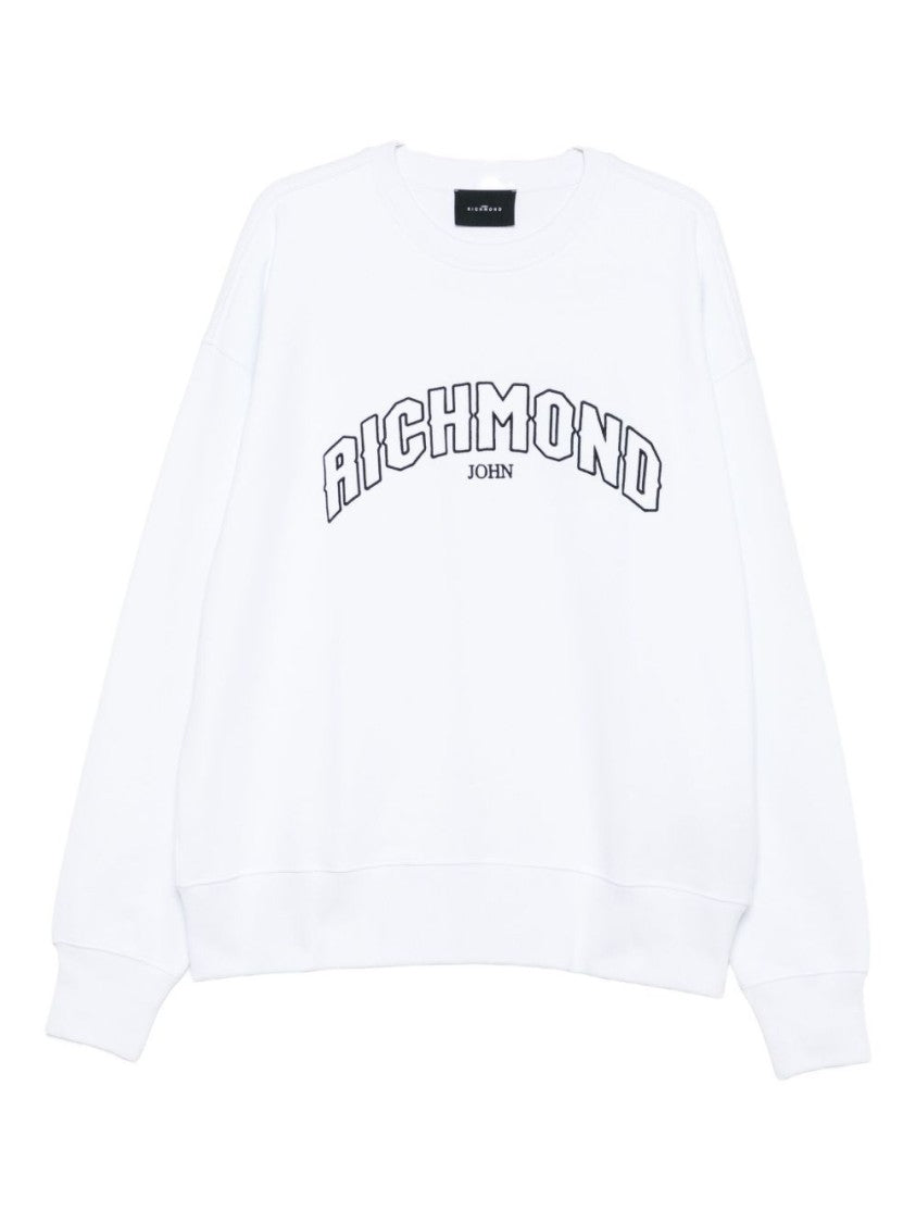 John Richmond Arched Logo Print Cotton Sweatshirt