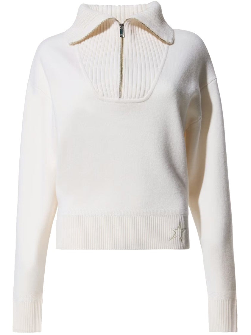 Perfect Moment White Fleece High-Collar Zip Trekking Pullover